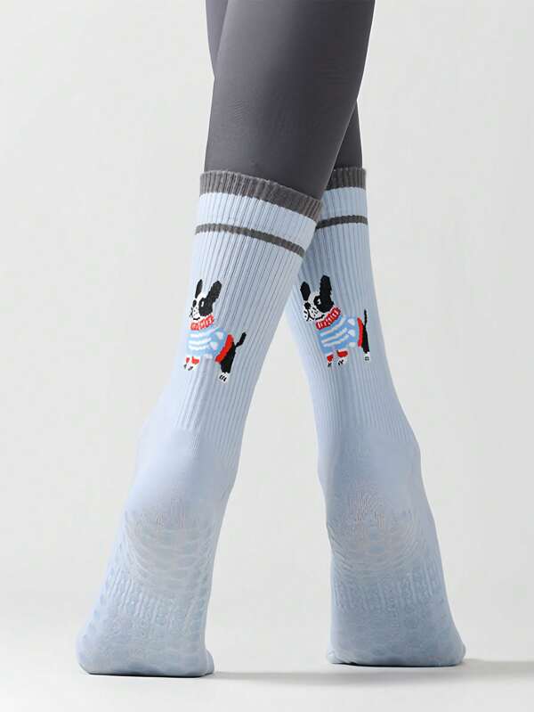 1 Pair/4 Pairs Cute Dog Head Yoga Socks, Women's Five Finger Yoga Non Slip Socks, Yoga And Pilates Non Slip Stockings, Women's Yoga Non Slip Stockings, Suitable For Pure Ballet And Dance Training