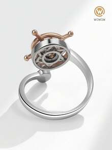 1 件奢华时尚镀金/镀银锆石旋转指尖戒指，女士缓解焦虑蝴蝶指节戒指，婚礼珠宝缓解压力可调节开口戒指 - 彩色 - 查看 5