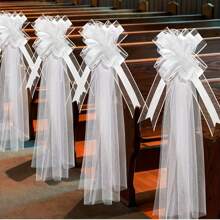 10/5/1 Conjunto Decoração de Tule de Borboleta para Casamento, Laço Grande Branco com Decoração de Tecido Branco Transparente, Adequado para Corredor da Igreja, Decoração do Carro de Casamento, Laço Grande para Chá de Panela, Aniversário, Aniversário de Casamento