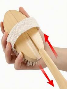 木质长柄身体按摩沐浴刷，带可拆卸手柄，干湿身体按摩去角质工具 - 彩色 - 查看 11