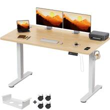 Devoko Gunji Electric Standing Desk Height Adjustable Sit-Stand Desk With Memory Smart Panel - Beige - View 2