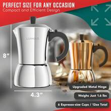 Moka Pot - 6 Cup Stovetop Espresso Coffee Maker - 100% Stainless Steel Italian And Cuban Mocha Coffee Maker - 6 Cup - View 11