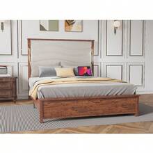 Queen Size Bed Frame With Upholstered Headboard, Queen Bed Frame With Charging Station And LED Lights, Wood Slats, Beige Linen,  No Box Spring Needed, Easy Assembly-1021 - Nhiều màu - Xem 10