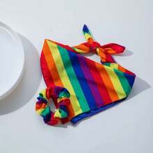 1 set de bandeaux, bandanas pour femmes, foulards carrés rayés multicolores arc-en-ciel pour festival de la fierté, convient pour porter le jour de la fierté, bandeau turban, bandeau de sport