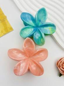 1pc Women Large Size Blue Gradient Flower Plastic Lightweight Hair Clip, Fashionable And Versatile High-End Elegant Simplistic Solid Color Hair Accessory, Suitable For Daily Casual, Party, Commute, Vacation, Hairstyling, Makeup, Outfit Matching Hair Claws Claw Clips Hair Clips Hair Jaw Clip Hair Clamps Hair Clutch Hair Catcher Clip