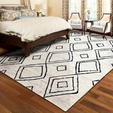Large Area Rug/1000g/Square Meter, White Personalized Diamond Pattern, Luxurious Area Rug, Premium Machine-Washable, Upgraded Version With Thickened And Denser Material, Fade-Resistant, Modern, Elegant And Stylish Carpet Room Decor Bathroom Accessories Back To School