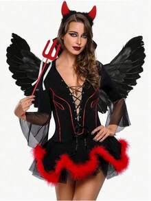 Set de 3 piezas de alas de ángel de plumas de estilo carnavalesco, adecuado para disfraces de baile, juegos de roles y utilería para actuaciones en el escenario - Multicolor - Ver 3