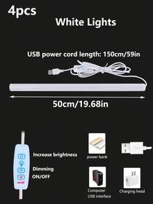 1 件带开关的白色 LED 灯带，化妆镜灯，梳妆台灯，镜子灯，橱柜灯，楼梯走廊灯，USB 灯，书房灯，可调光 - 白色 - 查看 24