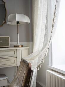 Bubaba 1 pieza Cortina decorativa beige, cortina opaca rectangular minimalista bohemia con flecos beige, apta para el hogar, fiesta, dormitorio, sala de estar, comedor, gimnasio, cafetería, todo el año