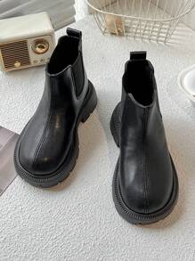 Vibrant Solid Color Kids Boots - Light, Non-Slip, Comfortable, Essential For Fall And Winter - Stylish, Chic, Versatile Footwear For School, Outdoor And Everyday Wear, Simple And Atmospheric The Sole Is Random.