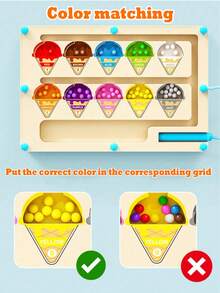 儿童木制磁性颜色数字迷宫，木制颜色分类迷宫，木制颜色匹配学习计数拼图板，蒙特梭利计数配对游戏颜色分类板，蒙特梭利精细动作技能玩具，磁性玩具，磁性游戏。适合3岁以上儿童 - 彩色 - 查看 9