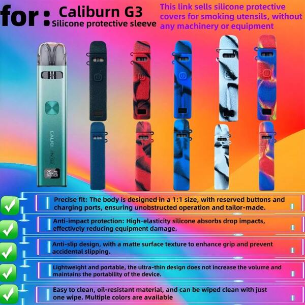 VapeSMOD Vape Mod Protective Case, Suitable For Caliburn G3, Silicone Case With Textured Leather Pattern, Soft Shell Design, Anti-Slip, Anti-Drop, Shock-Proof