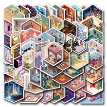 55 Stücke Haus-Motiv Aufkleber Vinyl Ästhetik Aufkleber für Scrapbooking, Tagebücher, Laptop, Stoßstange, Skateboard, Wasserflasche, Computer, Handy, Cartoon, Helm, Auto