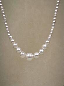 Collana elegante con perle finte sfumate, gioiello classico minimalista, collana choker di moda di lusso, accessori per maglione da donna