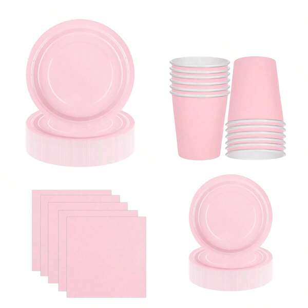 10pcs/20pcs/50pcs,LightPink PaperPlates And Napkins, Pink Disposable Plates Suit Pink Tableware, Pink Party Decorations Bath Graduate Day Party Supplies Paper Tray Dinner Dessert Tray Decorative Paper Tray Bulk Party, Holiday, Picnic