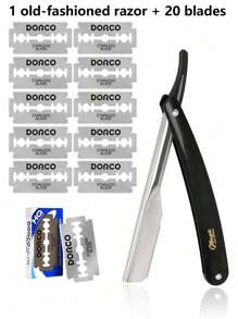 1pc Stainless Steel Men's Manual Thumb Shaving Razor With Razor Stand, New Model Shaver Kit With Double-Edged Folding Razor Blade For Shaving, Trimming