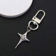 1/2 pièces Porte-clés avec pendentif croix étoile métallique Y2K, étui à écouteurs de style punk minimaliste, coque de téléphone, breloques et accessoires pour sacs, accessoires pour voiture