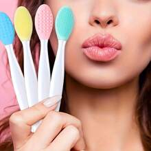4 Stücke Silikon Lippen- und Nasenreinigungsbürsten | Doppelseitige Exfoliations-Gesichtspflegewerkzeuge für Mitesserentfernung - hautfreundlich, waschbar, farbige Griffe