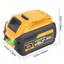 2 PACK 12.0Ah DCB612 20V/60V MAX XR Flexvolt Battery Replacement For DCB609 DCB606 DCB612 DCB200 DCB201 DCB203 DCB206 DCB207 DCB209 For Dewalt 20V/60V/ Cordless Power Tools - Capacity:12.0ah Qty:2 - View 2