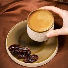 1 Taza de café de piedra de 120ml/250ml/310ml, Taza de té cerámica esculpida a mano de manera creativa, con diseño de árbol del desierto y camello, Apta para tomar té, latte, té, capuchino, cacao, ideal para reuniones familiares y ocasiones especiales, regalo con tema del desierto