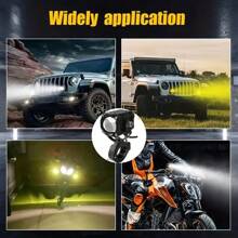 Heyword Heyword 1pc/2pcs External LED Lights For Cars And Motorcycles, Ultra-High Brightness, High And Low Beam Lights, Explosive Flashing Yellow, White, Red, And Three Color Freely Changing Flashing Lights, Off-Road Vehicle Universal Lighting Work Lights
