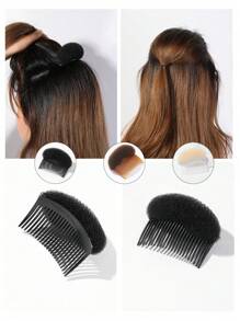 1 Stück Haar Volumen Kamm - Unsichtbarer Wurzellifter, geeignet für hohe Krone, dicke Clip-in Extensions (schwarz/braun), Styling flauschige Einsätze, geeignet für Pony und hohe Dutt, ideal für Hochzeiten, Dates und den täglichen Gebrauch, 3 Sekunden hohe Krone (optische Erhöhung um 3cm), Erste-Hilfe-Artefakt (Retter für fettiges/flaches Haar), Haarklammern, Haarspangen