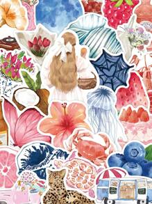 50Pcs Aesthetic Stickers Watercolor Stickers Journal Stickers Cute Stickers Cute Animal Stickers Flower Stickers Vinyl Stickers For Water Bottle,Computer,Laptop,Phone,Luggage,Notebook,Fridge