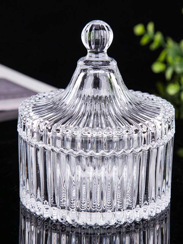 1pc/Ins Retro Style Crystal Glass Sugar Jar, Transparent Jewelry Storage Box, Mini Candy Storage Jar, Candles Jewelry Storage Container Back To School