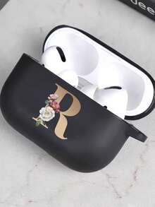 字母耳机盒 兼容 (第 1 / 2 / 3/4 代) / Pro /Pro 2 印花金色字母软硅胶无线蓝牙耳机充电盒保护套