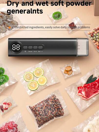 1pc Vacuum Sealing Machine, Home Food Packaging Machine, Automatic Vacuum Machine, Kitchen Accessories, Kitchen Furniture, Sealing Vacuum Freshness Sealing Machine, Suitable For Home Food Vacuum Lock Freshness, Camping Encapsulation Of Food, Home Indoor, Outdoor Camping, Reuse, Energy-Saving