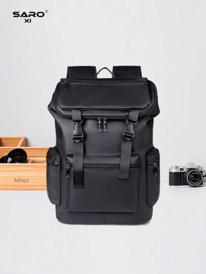 saroxi Mochila casual para hombres, mochila estilizada con tapa abatible, ligera y portátil, apropiada para viajes, campamento, excursiones, universidad/escuela, estudiantes jóvenes, regalo esencial