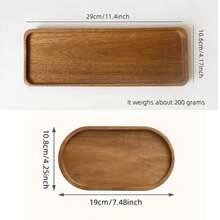 1pc Wooden Tray, Rectangular Wooden Serving Tray, Small Farmhouse Centerpiece - For Breakfast, Desserts, Breads, Snacks, Sushi, Multipurpose Platter, Food Tray, Decorative Tray, Durable Tea Tray, Suitable For Home, Kitchen, Dining, Hotel, Home Decor, Kitchen Supplies, Table Decoration - Rust Brown - View 2