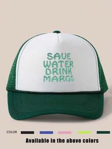 1pc Embroidered "Save Water Drink Margs" Drawstring Baseball Cap, Mesh Breathable Adjustable Sun Protection Hat, Casual For Outdoor, Travel, Beach, Suitable For Spring/Autumn, Y2K Style For Young People - Baseball Cap - View 13