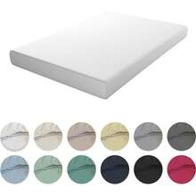 Ecommerc3 Drap-housse pour matelas de 80 à 200 cm, réglable, élastique, résistant – Drap-housse doux, respirant, avec ajustement parfait – Compatible avec matelas jusqu'à 30 cm de hauteur - Blanc - Voir 1
