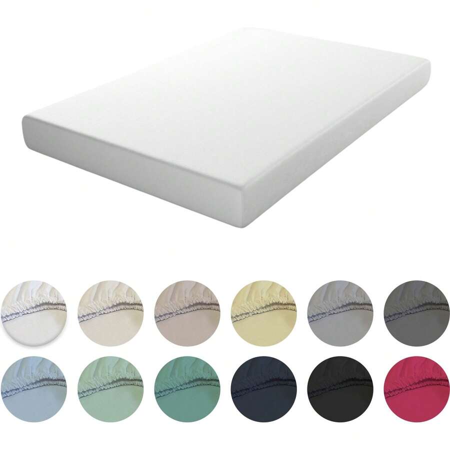 Ecommerc3 Drap-housse pour matelas de 80 à 200 cm, réglable, élastique, résistant – Drap-housse doux, respirant, avec ajustement parfait – Compatible avec matelas jusqu'à 30 cm de hauteur - Blanc - Voir 1
