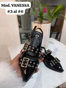 valerinas elegantes de recubierto punk - Negro - Ver 3