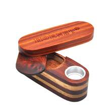 1pc New Dual-Layer Wooden Pipe, Rotating Wooden Mini Pipe, Portable Compact Wooden Pipe, Random Wood Grain Color - Brown - View 3