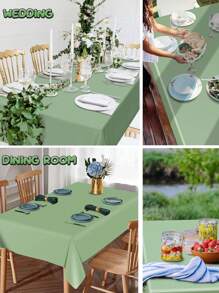 1 pieza/4 piezas Manteles de plástico verde salvia de 54 X 108 pulgadas para mesas rectangulares, mantel de plástico desechable, manteles de mesa verde claro para decoraciones de bodas, cumpleaños, aniversarios y fiestas de Navidad