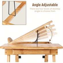 Bamboo Laptop Bed Table Laptop Tray Adjustable Laptop Table Laptop Desk Tray Table Portable Laptop Stand Foldable Bed Table Breakfast Tray With Drawer For Bed Sofa - Variant1 - View 4