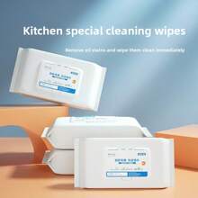 100 Sheets Kitchen Cleaning Wipes, Strong Degreasing, One-Time Cleaning Wet Wipes Paper, Large Size, Thick, Gentle Formula, Essential Household Item, Travel Use