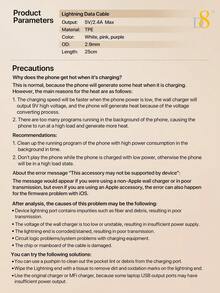 D8 充电器线，（0.25 米）TPE USB A 转 Lightning] MFi 认证充电器线，USB 2.0 Lightning 充电器线，2.4A 快速充电兼容 14 Pro/13 Mini/13/12/11 Pro MAX/XR/XS/8/7/Plus/6S/SE/iPad Nan - 白色 - 查看 9