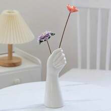 1pc Vase Home Decor White Vase Decoration Art, Fall Vase For Desktop Decoration, Shelf Decoration Aesthetic, Nightstand Decoration, Console Table Decoration, Housewarming Gift