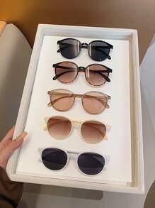 6pcs Women's Round Mixed Classic Color Combination Fashion Eyeglasses Set For Summer Beach Vacation,Outdoor,Travel
