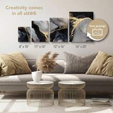 Black Canvas, Stretched Canvases For Painting, Supplies For Artists, 11x14, 2-Pack