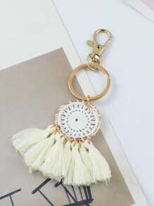 Bohemian Style Tassel Pendant Macrame Pendant Zinc Alloy Keychain Charm Car Hang Decoration Charm Bag Pendant Charm Headphone Case Pendant Charm Holiday Atmosphere Pendant Charm Holiday Decoration Small Gift