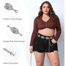 Damen Concho-Ketten-Gürtel mit Metallgliedern, Westernstil Cowgirl Türkis-Ketten-Gürtel für Kleider
