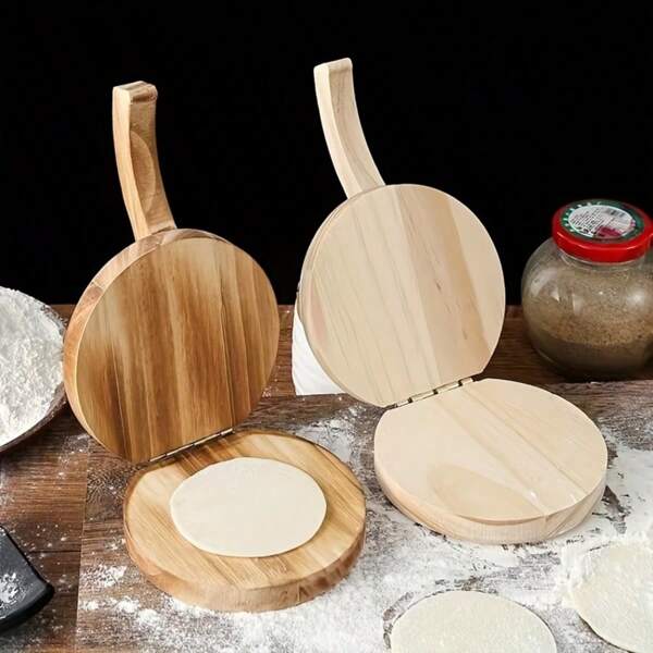 1 pieza Prensa para masa de empanadillas, molde para prensa de masa de empanadillas para uso doméstico, utensilio para prensa de masa de empanadillas, máquina para hacer empanadillas, herramienta de prensa de masa de madera con mango para uso doméstico, prensa antiadherente para hamburguesas, máquina de cocina para hacer tortitas de carne