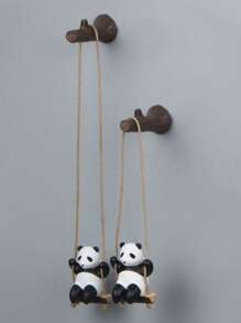 1pc Creative Panda On Swing Branch Figurine, Ornamental Decor, Gift, Fridge Magnet Room Decor Bedroom Decor Home Decor Wall Decor