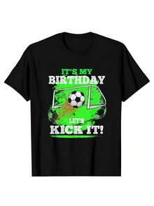 Camiseta para niños "Es mi cumpleaños, ¡vamos a darle a la pelota!" - Negro - Ver 1