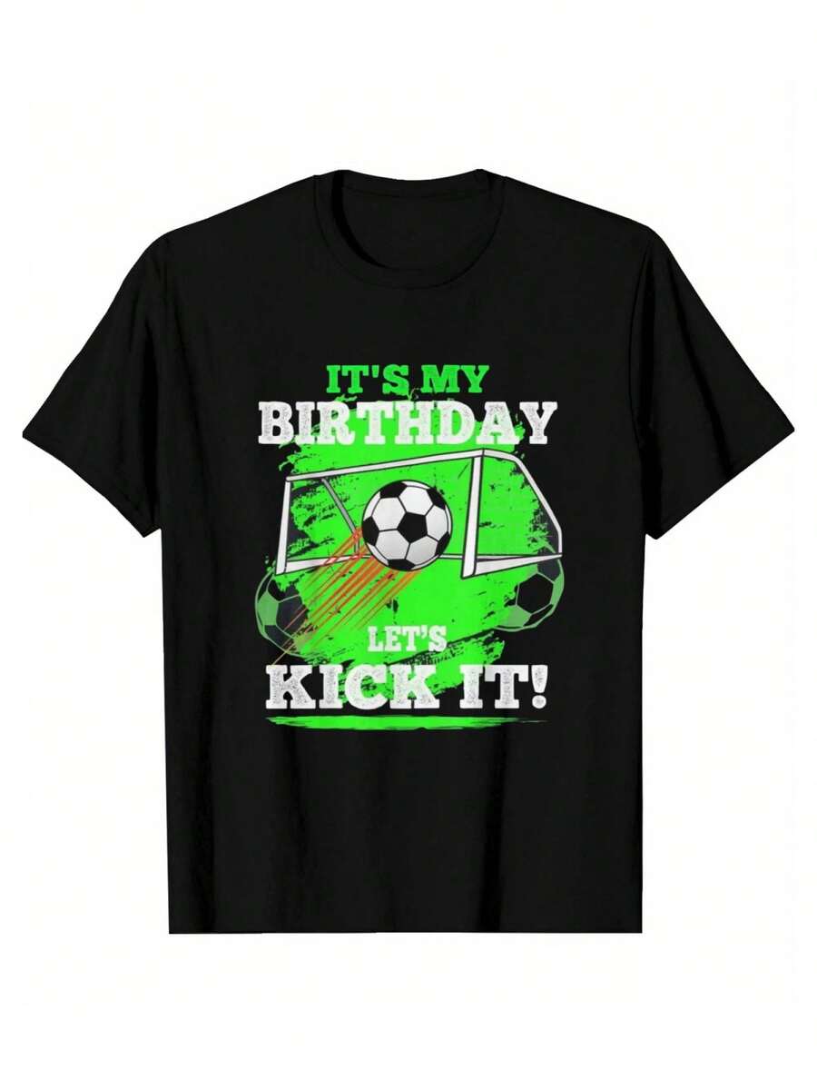 Camiseta para niños "Es mi cumpleaños, ¡vamos a darle a la pelota!" - Negro - Ver 1
